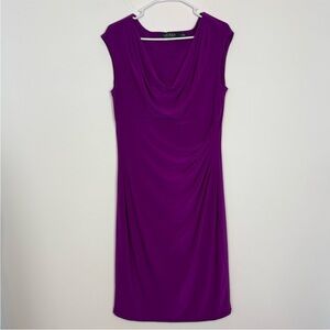 Lauren Ralph Lauren Essentials Cowl Neck Ruched Sides Midi Dress. Size 14. NWOT.